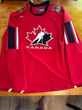 Nike Red and Black Hockey Jersey with Neck Label